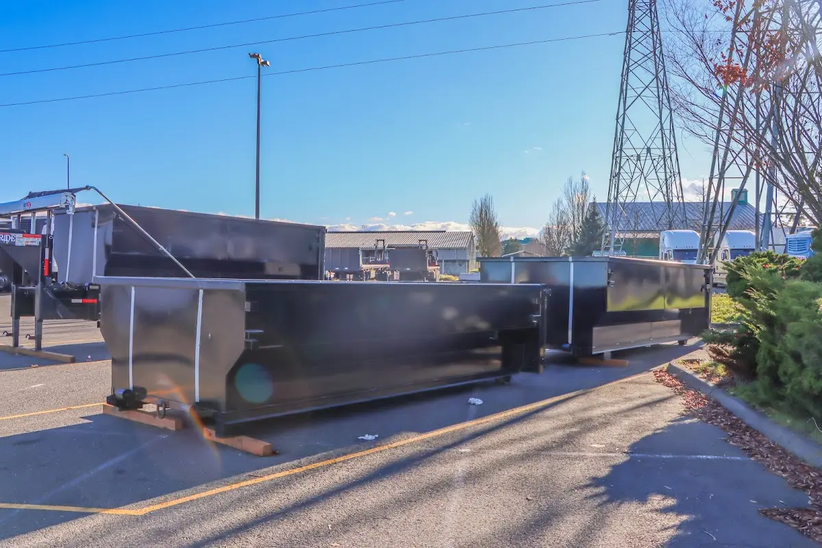 Roll-off dumpster ready for waste disposal at job site for 12 Yard Dumpster Rental in Big Bear City